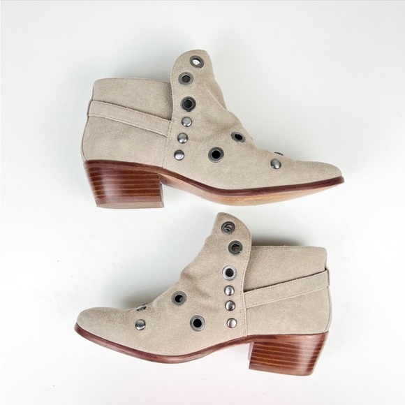 SAM EDELMAN Pedra Suede Pull On Ankle Boots Western Boho Booties Country Rodeo - Picture 4 of 10